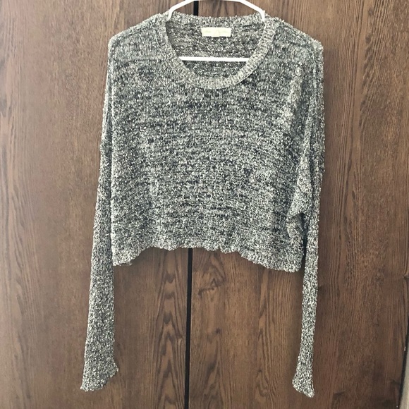 Staring at Stars Gray Cropped Knit Sweater - Picture 1 of 5